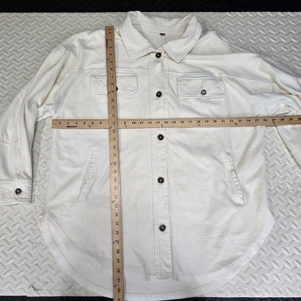 Free People‎ Ruby Jacket Womens Medium Ivory Flannel Oversized Grunge Bohemian - Picture 10 of 14